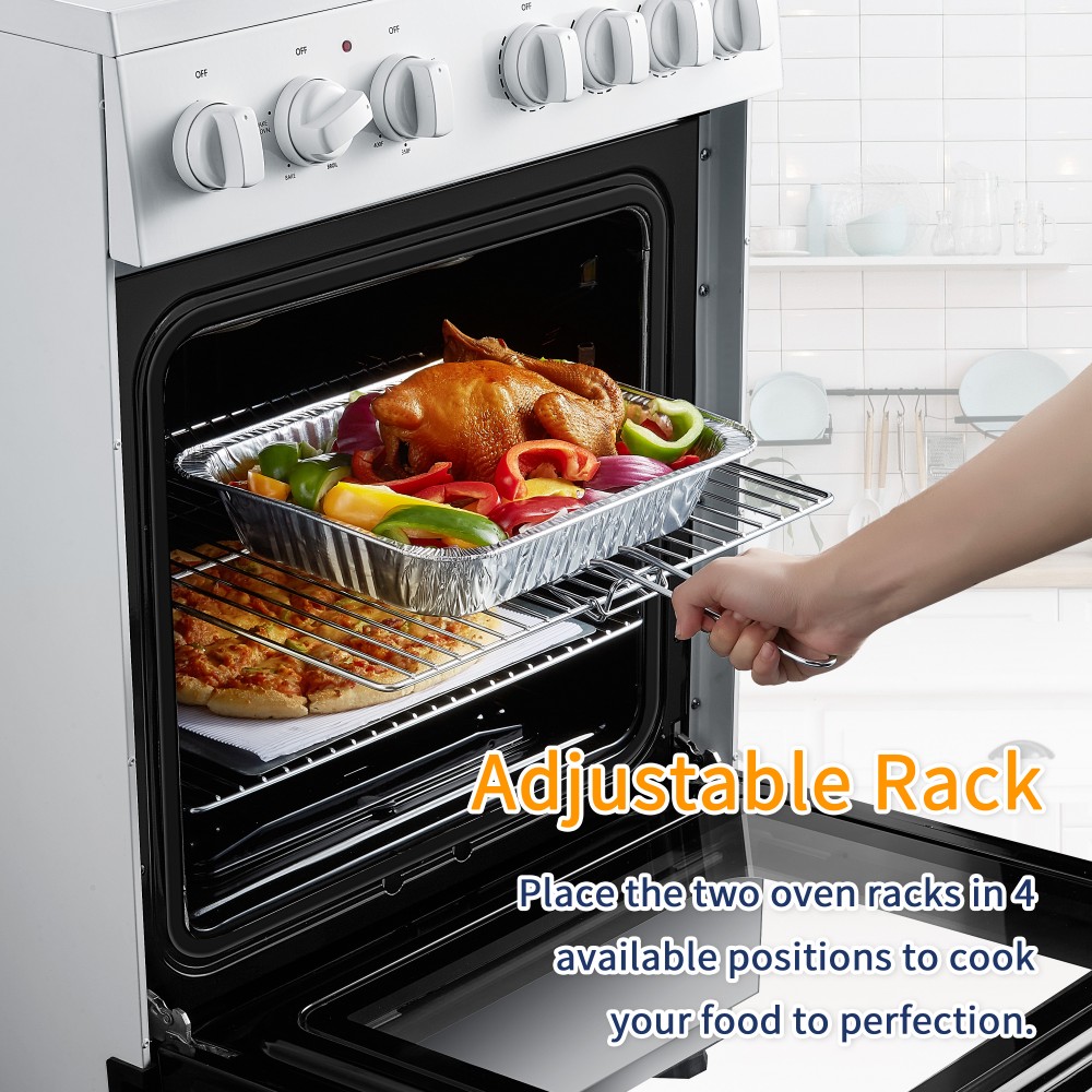 White electric range with shop air fryer